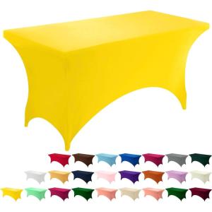 imageUtopia Kitchen Spandex Tablecloth 1 Pack 6FT White 200 GSM Tight Fitted Washable and Wrinkle Resistant Stretch Rectangular Patio Table Cover for Event Wedding ampamp Banquet 72Lx30Wx30H InchYellow