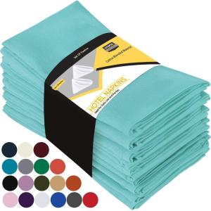 imageUtopia Kitchen White Cloth Napkins 12 Pack 18x18 Inch Cotton Blend Washable and Reusable Table Dinner NapkinsAqua