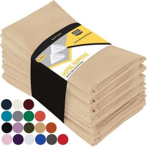 imageUtopia Kitchen White Cloth Napkins 12 Pack 18x18 Inch Cotton Blend Washable and Reusable Table Dinner NapkinsBeige