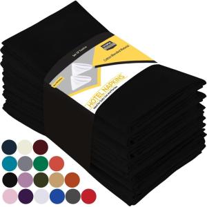 imageUtopia Kitchen White Cloth Napkins 12 Pack 18x18 Inch Cotton Blend Washable and Reusable Table Dinner NapkinsBlack