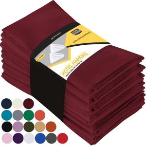 imageUtopia Kitchen White Cloth Napkins 12 Pack 18x18 Inch Cotton Blend Washable and Reusable Table Dinner NapkinsBurgundy