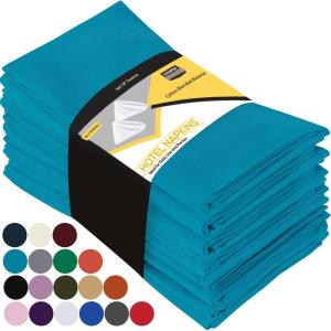 imageUtopia Kitchen White Cloth Napkins 12 Pack 18x18 Inch Cotton Blend Washable and Reusable Table Dinner NapkinsCaribbean Blue