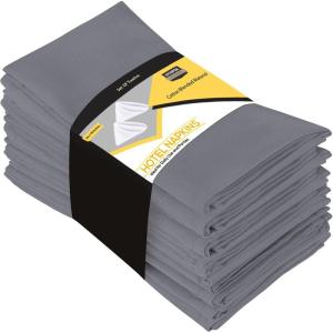 imageUtopia Kitchen White Cloth Napkins 12 Pack 18x18 Inch Cotton Blend Washable and Reusable Table Dinner NapkinsCharcoal