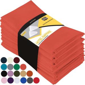 imageUtopia Kitchen White Cloth Napkins 12 Pack 18x18 Inch Cotton Blend Washable and Reusable Table Dinner NapkinsCoral