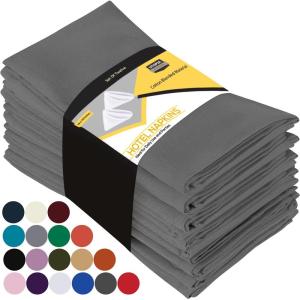 imageUtopia Kitchen White Cloth Napkins 12 Pack 18x18 Inch Cotton Blend Washable and Reusable Table Dinner NapkinsGray
