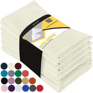 imageUtopia Kitchen White Cloth Napkins 12 Pack 18x18 Inch Cotton Blend Washable and Reusable Table Dinner NapkinsIvory