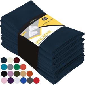 imageUtopia Kitchen White Cloth Napkins 12 Pack 18x18 Inch Cotton Blend Washable and Reusable Table Dinner NapkinsNavy