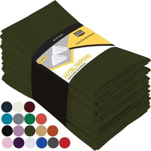 imageUtopia Kitchen White Cloth Napkins 12 Pack 18x18 Inch Cotton Blend Washable and Reusable Table Dinner NapkinsOlive