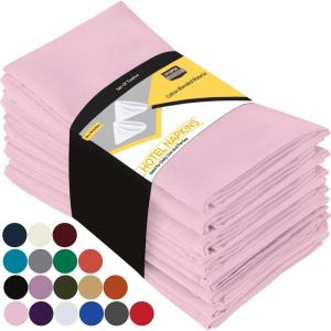 imageUtopia Kitchen White Cloth Napkins 12 Pack 18x18 Inch Cotton Blend Washable and Reusable Table Dinner NapkinsPink