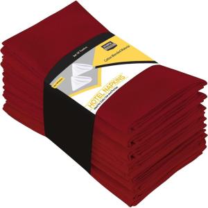 imageUtopia Kitchen White Cloth Napkins 12 Pack 18x18 Inch Cotton Blend Washable and Reusable Table Dinner NapkinsRed