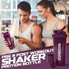imageUtopia Home Shaker Bottle 2 Pack  24 Ounce Plastic Protein or Cocktail Shaker Bottle for Pre ampamp Post workout with Twist ampamp Lock Protein Box Storage All Black ampamp ClearBlackClearPlum
