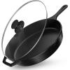 imageUtopia Kitchen 12 inch Saute Fry Pan PreSeasoned Cast Iron Skillet With Lid Frying Pan Cast Iron Pan Safe Grill Cookware for Indoor ampamp Outdoor Use  Cooking Gift for Men ampamp Women BlackBlack