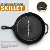 imageUtopia Kitchen 12 inch Saute Fry Pan PreSeasoned Cast Iron Skillet With Lid Frying Pan Cast Iron Pan Safe Grill Cookware for Indoor ampamp Outdoor Use  Cooking Gift for Men ampamp Women BlackBlack
