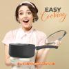 imageUtopia Kitchen 2 Quart Nonstick Saucepan with Detachable handle ampamp Glass Lid Grey  BlackGrey  Black
