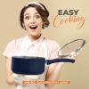 imageUtopia Kitchen 2 Quart Nonstick Saucepan with Detachable handle ampamp Glass Lid Grey  BlackMidnight Blue  Black