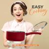 imageUtopia Kitchen 2 Quart Nonstick Saucepan with Detachable handle ampamp Glass Lid Grey  BlackRed  Black