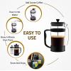 imageUtopia Kitchen 34 Ounce 1 Liter French Press Coffee Maker Tea Maker Travel Coffee Presses Heat Resistant Thickened Borosilicate Coffee Pot for Camping Travel Gifts Black Pack of 1Black