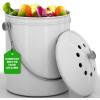 imageUtopia Kitchen Compost Bin for Kitchen Countertop  1 Gallon Compost Bucket for Kitchen with Lid  Includes 1 Spare Charcoal Filter BlackWhite