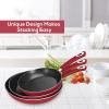 imageUtopia Kitchen Nonstick Frying Pan Set  3 Piece Induction Bottom  8 Inches 95 Inches and 11 Inches RedBlack  Pack of 4