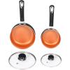 imageUtopia Kitchen Nonstick Saucepan Set with Lid 1 Quart and 2 Quarts Multipurpose Pots Set for Home Kitchen or Restaurant GreyBlackCopperGrey