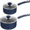imageUtopia Kitchen Nonstick Saucepan Set with Lid 1 Quart and 2 Quarts Multipurpose Pots Set for Home Kitchen or Restaurant GreyBlackMidnight Blue