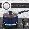 imageUtopia Kitchen Nonstick Saucepan Set with Lid 1 Quart and 2 Quarts Multipurpose Pots Set for Home Kitchen or Restaurant GreyBlackMidnight Blue