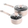 imageUtopia Kitchen Nonstick Saucepan Set with Lid 1 Quart and 2 Quarts Multipurpose Pots Set for Home Kitchen or Restaurant GreyBlackPinkBlack