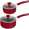 imageUtopia Kitchen Nonstick Saucepan Set with Lid 1 Quart and 2 Quarts Multipurpose Pots Set for Home Kitchen or Restaurant GreyBlackRedBlack
