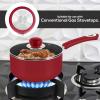 imageUtopia Kitchen Nonstick Saucepan Set with Lid 1 Quart and 2 Quarts Multipurpose Pots Set for Home Kitchen or Restaurant GreyBlackRedBlack
