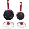 imageUtopia Kitchen Nonstick Saucepan Set with Lid 1 Quart and 2 Quarts Multipurpose Pots Set for Home Kitchen or Restaurant GreyBlackRedBlack