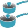 imageUtopia Kitchen Nonstick Saucepan Set with Lid 1 Quart and 2 Quarts Multipurpose Pots Set for Home Kitchen or Restaurant GreyBlackTurquoiseBlack