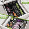 imageUtopia Kitchen Silverware Organizer Bamboo Utensil Drawer Organizer Kitchen Drawer Organizer Silverware Drawer Organizer for Cutlery Utensils ampamp Flatware 5 Compartment Natural Pack of 5Black