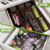 imageUtopia Kitchen Silverware Organizer Bamboo Utensil Drawer Organizer Kitchen Drawer Organizer Silverware Drawer Organizer for Cutlery Utensils ampamp Flatware 5 Compartment Natural Pack of 5Brown