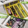 imageUtopia Kitchen Silverware Organizer Bamboo Utensil Drawer Organizer Kitchen Drawer Organizer Silverware Drawer Organizer for Cutlery Utensils ampamp Flatware 5 Compartment Natural Pack of 5Yellow