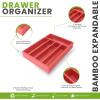 imageUtopia Kitchen Silverware Organizer Bamboo Utensil Drawer Organizer Kitchen Drawer Organizer Silverware Drawer Organizer for Cutlery Utensils ampamp Flatware 5 Compartment Natural Pack of 5Coral