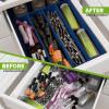 imageUtopia Kitchen Silverware Organizer Bamboo Utensil Drawer Organizer Kitchen Drawer Organizer Silverware Drawer Organizer for Cutlery Utensils ampamp Flatware 5 Compartment Natural Pack of 5Blue