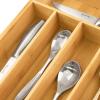 imageUtopia Kitchen Silverware Organizer Bamboo Utensil Drawer Organizer Kitchen Drawer Organizer Silverware Drawer Organizer for Cutlery Utensils ampamp Flatware 5 Compartment Natural Pack of 5Natural