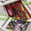 imageUtopia Kitchen Silverware Organizer Bamboo Utensil Drawer Organizer Kitchen Drawer Organizer Silverware Drawer Organizer for Cutlery Utensils ampamp Flatware 5 Compartment Natural Pack of 5Coral