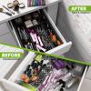 imageUtopia Kitchen Silverware Organizer Bamboo Utensil Drawer Organizer Kitchen Drawer Organizer Silverware Drawer Organizer for Cutlery Utensils ampamp Flatware 5 Compartment Natural Pack of 5Black
