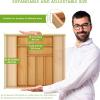 imageUtopia Kitchen Silverware Organizer Expandable Bamboo Utensil Drawer Organizer Kitchen Drawer Organizer Silverware Organizer for Cutlery Utensils Flatware Holder 68 Slots Natural Pack of 5Natural