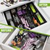 imageUtopia Kitchen Silverware Organizer Expandable Bamboo Utensil Drawer Organizer Kitchen Drawer Organizer Silverware Organizer for Cutlery Utensils Flatware Holder 68 Slots Natural Pack of 5Black
