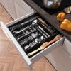 imageUtopia Kitchen Silverware Organizer Expandable Bamboo Utensil Drawer Organizer Kitchen Drawer Organizer Silverware Organizer for Cutlery Utensils Flatware Holder 68 Slots Natural Pack of 5Black