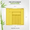 imageUtopia Kitchen Silverware Organizer Expandable Bamboo Utensil Drawer Organizer Kitchen Drawer Organizer Silverware Organizer for Cutlery Utensils Flatware Holder 68 Slots Natural Pack of 5Yellow