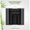 imageUtopia Kitchen Silverware Organizer Expandable Bamboo Utensil Drawer Organizer Kitchen Drawer Organizer Silverware Organizer for Cutlery Utensils Flatware Holder 68 Slots Natural Pack of 5Black