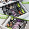 imageUtopia Kitchen Silverware Organizer Expandable Bamboo Utensil Drawer Organizer Kitchen Drawer Organizer Silverware Organizer for Cutlery Utensils Flatware Holder 68 Slots Natural Pack of 5Grey