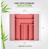 imageUtopia Kitchen Silverware Organizer Expandable Bamboo Utensil Drawer Organizer Kitchen Drawer Organizer Silverware Organizer for Cutlery Utensils Flatware Holder 68 Slots Natural Pack of 5Coral