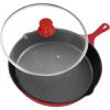imageUtopia Kitchen 12 inch Saute Fry Pan PreSeasoned Cast Iron Skillet With Lid Frying Pan Cast Iron Pan Safe Grill Cookware for Indoor ampamp Outdoor Use  Cooking Gift for Men ampamp Women BlackRed