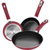 imageUtopia Kitchen Nonstick Frying Pan Set  3 Piece Induction Bottom  8 Inches 95 Inches and 11 Inches RedBlack  Pack of 4