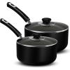 imageUtopia Kitchen Nonstick Saucepan Set with Lid 1 Quart and 2 Quarts Multipurpose Pots Set for Home Kitchen or Restaurant GreyBlackBlack