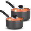 imageUtopia Kitchen Nonstick Saucepan Set with Lid 1 Quart and 2 Quarts Multipurpose Pots Set for Home Kitchen or Restaurant GreyBlackCopperGrey